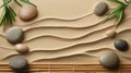 Zen Simplicity: A bamboo-inspired frame with smooth river stones on a Royalty Free Stock Photo