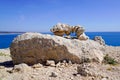 Zen stacked rocks balanced stones stack pyramid bridge Royalty Free Stock Photo