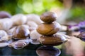 Zen stacked stones with water reflection Royalty Free Stock Photo