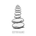 Zen stone balance with the text, peaceful concept Royalty Free Stock Photo