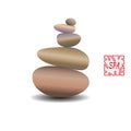 Zen stone balance, realistic image. 3D image of stones.