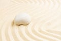Zen stone and sand meditation garden. Spa wellness background for relaxation, harmony, balance and spirituality. Waves on the sand Royalty Free Stock Photo