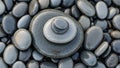 Zen stone stacking art on a beach creating a meditative and calming still life scene Royalty Free Stock Photo