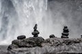 Zen stone at waterfall with blur background