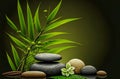 Zen Stones and Bamboo on the water. Spa still life with stacked of stone. Generative AI Royalty Free Stock Photo