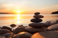 Zen stones beach. Generate Ai Royalty Free Stock Photo