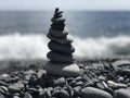 Zen stones beach yoga meditation Royalty Free Stock Photo