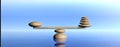 Zen stones on a blue sky and sea background. 3d illustration