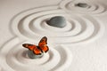 Zen stones with butterfly Royalty Free Stock Photo