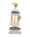 Zen stones cairns simple abstract flat style vector illustration, relax, meditation and yoga concept