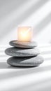 Zen Stones and Candle for Serene Meditation Royalty Free Stock Photo