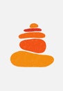 Zen stones, creative geometric shape pebble pyramid isolated on white background. Spa rocks color drawing. Balance and harmony