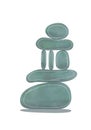 Zen stones, creative geometric shape pebble pyramid isolated on white background. Spa rocks color drawing. Balance and harmony