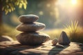 Zen stones in the garden. Zen and harmony concept. 3D Rendering