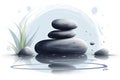 Zen stones garden meditation illustration. Ai generative Royalty Free Stock Photo