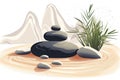 Zen stones garden meditation illustration. Ai generative Royalty Free Stock Photo