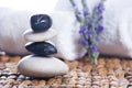 Zen stones with lavender Royalty Free Stock Photo