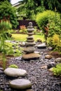 zen stones in a peaceful garden setting Royalty Free Stock Photo