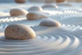 Zen stones on raked sand with ripple pattern Royalty Free Stock Photo