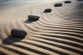 Zen stones in the sand: spa therapy symbolizing purity, harmony and balance. Generative Ai Royalty Free Stock Photo