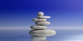 Zen stones stack on blue background. 3d illustration