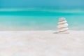 Balanced several Zen stones on blurred beautiful the beach background Royalty Free Stock Photo