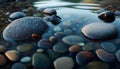 zen stones in water on a background of blue sky, nature series Royalty Free Stock Photo