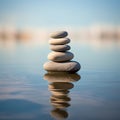 Zen stones in water. Zen concept. Harmony and meditation. Zen stones. created with Generative AI technology Royalty Free Stock Photo