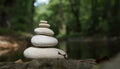 Zen stones water river forest nature relax background Royalty Free Stock Photo
