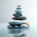 Zen stones in water. Zen concept. Harmony and meditation. Zen stones. created with Generative AI technology Royalty Free Stock Photo