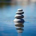 Zen stones in water. Zen concept. Harmony and meditation. Zen stones. created with Generative AI technology Royalty Free Stock Photo