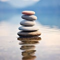 Zen stones in water. Zen concept. Harmony and meditation. Zen stones. created with Generative AI technology Royalty Free Stock Photo