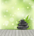 Zen stones on the wood texture, meditative orienta Royalty Free Stock Photo