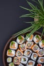 Zen Sushi Plate Presentation Royalty Free Stock Photo