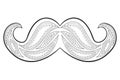 Zen tangle mustache vector. Zentangle whisker. Coloring book.