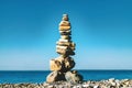 Zen tower made of stones on the beach Royalty Free Stock Photo