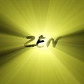 Zen word sun light flare Royalty Free Stock Photo