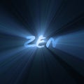 Zen word bright light flare Royalty Free Stock Photo