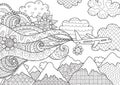 Zendoodle design of airplane for illustration Royalty Free Stock Photo