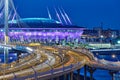 Zenith football stadium on Krestovsky island in twilight Royalty Free Stock Photo