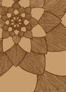 Zentangle abstract flower. Decorative flower. Hand drawn illustration. Ornament for Greeting Card. Brown lines on beige background