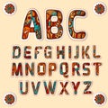 Zentangle alphabet colored letters stickers set