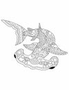 Zentangle animal coloring page, Zentangle shark coloring page