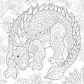 Zentangle ankylosaurus dinosaur Royalty Free Stock Photo