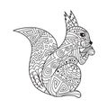 Zentangle the Baikal squirrel for adult anti stress Coloring