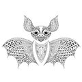 Zentangle Bat totem for adult anti stress Coloring Page