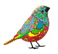 Zentangle bird colorful patterns Royalty Free Stock Photo