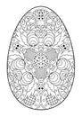 Zentangle black and white decorative Easter egg.