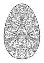 Zentangle black and white decorative Easter egg.