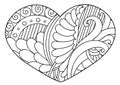 Zentangle black and white decorative heart.